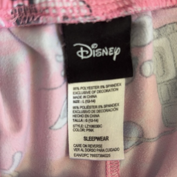 Disney Mickey Mouse Wide Leg Pink Pajama Pants Pockets Drawstring Large - Picture 6 of 6
